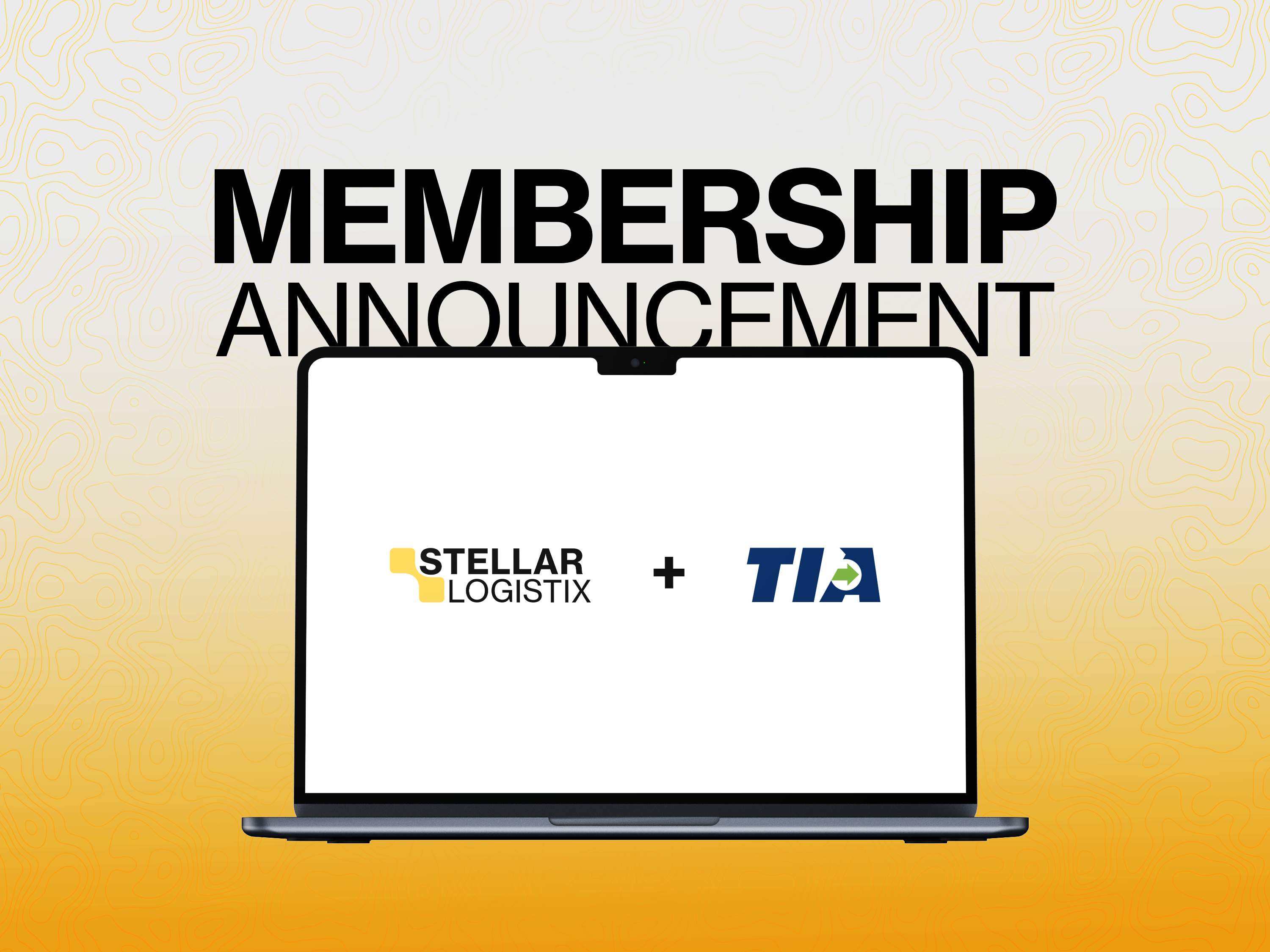 Stellar Logistix TIA Membership Announcement – Laptop display showing Stellar Logistix and TIA logos, highlighting new TIA member status